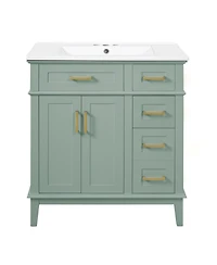 Phying 30 Inch Stylish Bathroom Vanity Cabinet Doors Deep and Standard Drawer Multipurpose Storage Furniture for Small Bathrooms