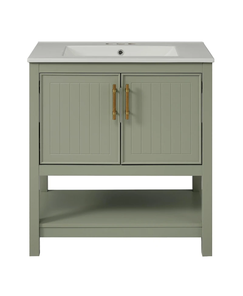 Phying 30 Inch Modern Bathroom Vanity with Ceramic Sink Large Versatile Storage Cabinet Freestanding Stylish Bathroom Furniture