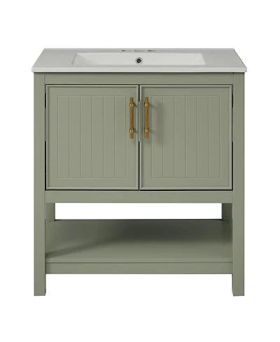 Phying 30 Inch Modern Bathroom Vanity with Ceramic Sink Large Versatile Storage Cabinet Freestanding Stylish Bathroom Furniture