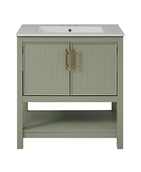 Phying 30 Inch Modern Bathroom Vanity with Ceramic Sink Large Versatile Storage Cabinet Freestanding Stylish Bathroom Furniture