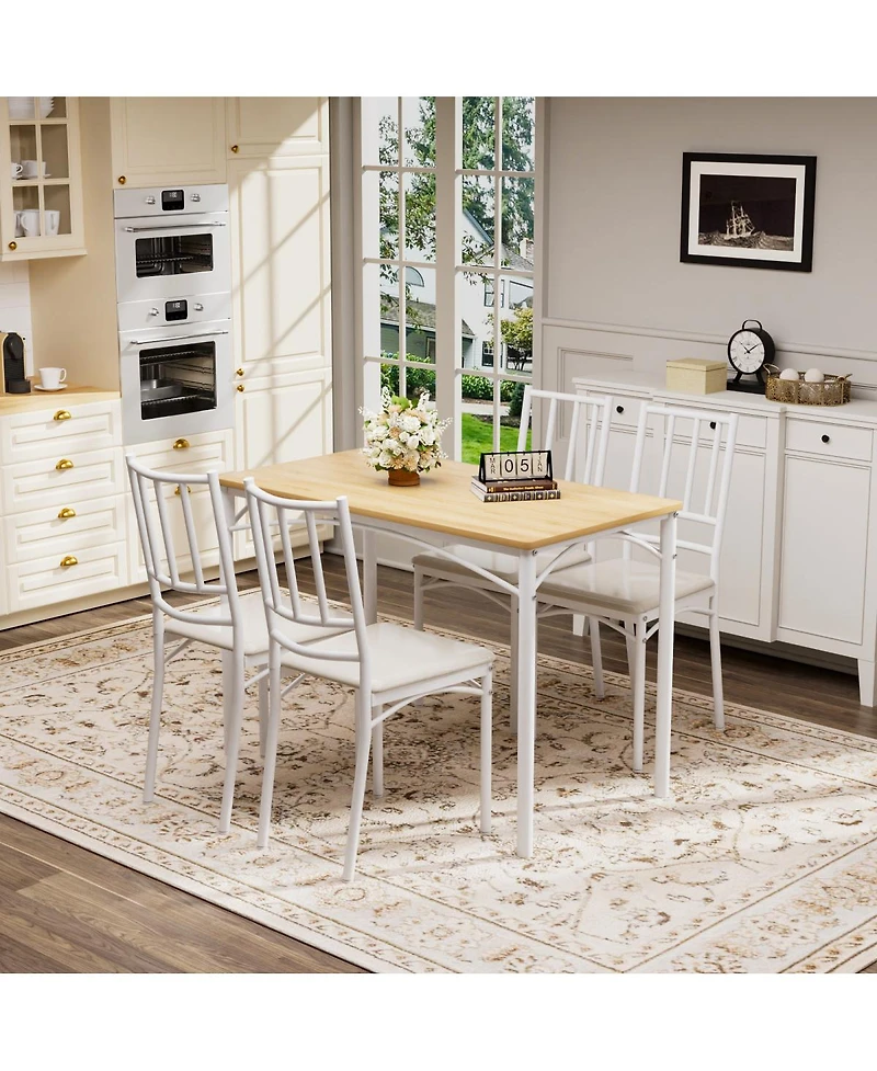 Streamdale Furniture Industrial Dining Table Set with 4 Benches, 43.3 inch