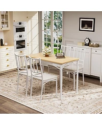 Streamdale Furniture Industrial Dining Table Set with 4 Benches, 43.3 inch