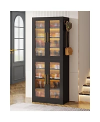 Slickblue 66.9 Inch Tall Shoe Storage Cabinet with Led Lights and Doors