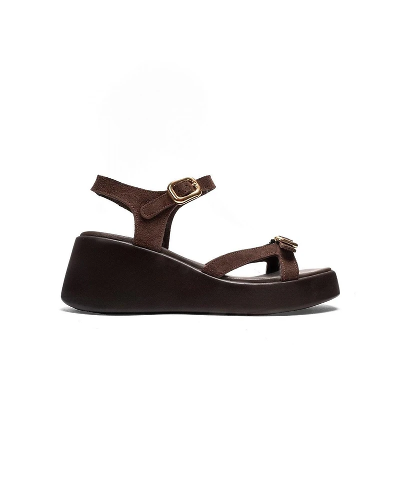 Forever & Always Shoes Women's Kalia Leather Wedge Sandal