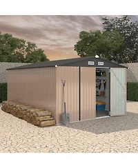 Durable Steel Outdoor Metal Storage Shed With Lockable Security Door Ventilation Vents And Easy Assembly For Backyard Patio Lawn Yard