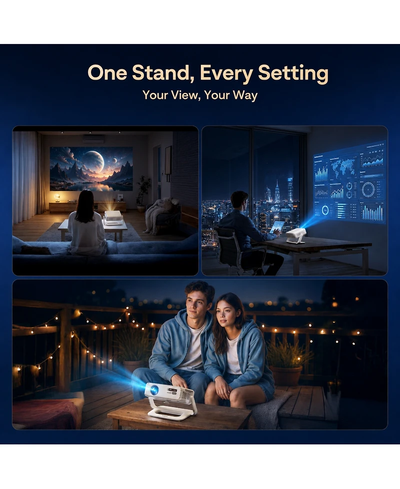 Aurzen Multi-Angle Projector Stand, Rotation, Gimbal Stand with -Inch Screw Compatible with Most Projectors