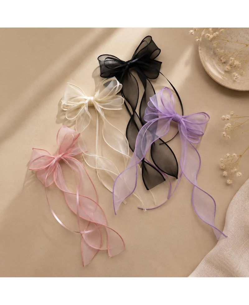 Puttisu Girls Organza Double Ribbon Clip Gift Set with Tin Case