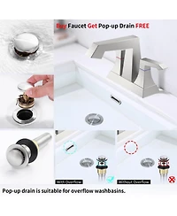 Phying 2-Handle Heavy Duty Bathroom Faucet with Drain and Supply Kits, Modern Style Lavatory Deck Mounted Faucet Brushed Nickel