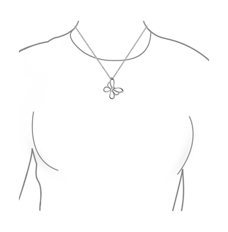 Bling Jewelry Butterfly Pendant Necklace Dainty Open Cut Out Garden Design Dangling Chain .925 Sterling Silver Gift