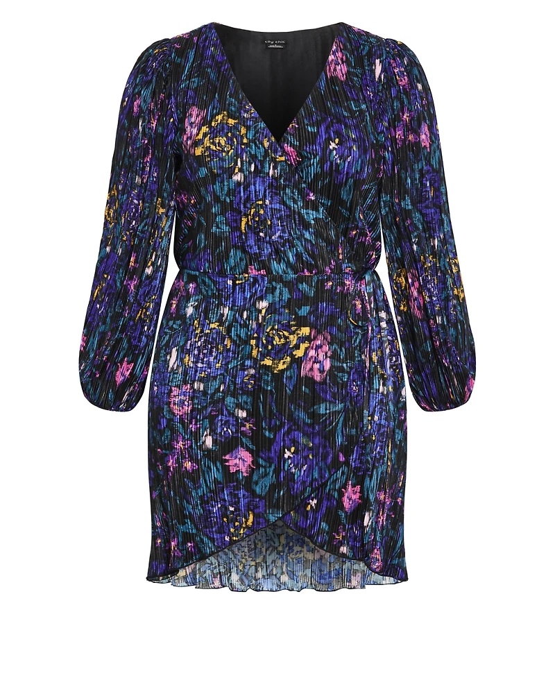City Chic Women's Kira Etched Print Wrap Mini Dress