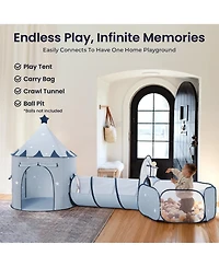 Tiny Land Adventure 3-in-1 Play Tunnel with Ball Pit (no Balls) & Tent, Pop Up Crawl for Kids, Indoor Outdoor Baby