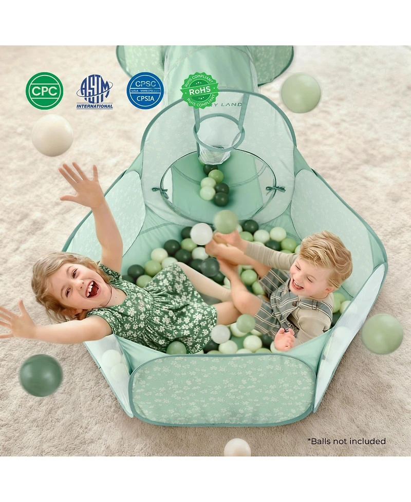 Tiny Land Adventure 3-in-1 Play Tunnel with Ball Pit (no Balls) & Play Tent, Pop Up Crawl Tunnel for Kids, Indoor & Outdoor Baby Play Tunnel