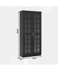 Slickblue Modern Shoe Cabinet with 8 Tier Adjustable Storage Shelves
