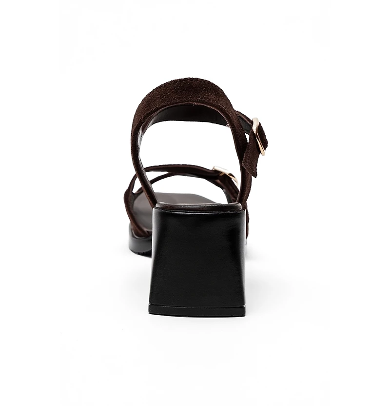 Forever & Always Shoes Women's Yolen Leather Block Heel Sandal