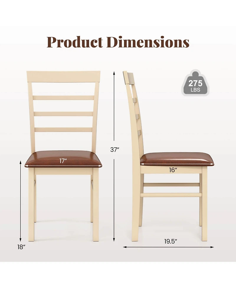 Costway Wooden dining chair with rubber wood frame padded seat for kitchen