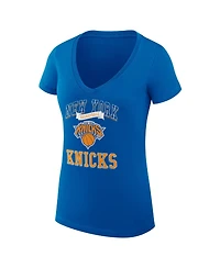G-iii 4Her by Carl Banks Women's Blue New York Knicks Super-Slim Fit Lightweight Team Logo V-Neck T-Shirt