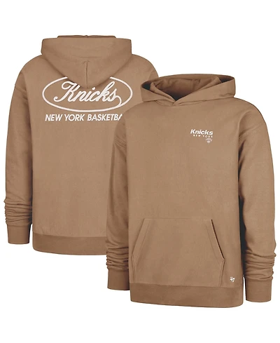 '47 Brand Men's Khaki New York Knicks Triple Double Foundation Premium Hoodie Sweatshirt