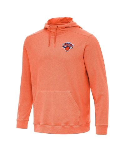Antigua Men's Heather Orange New York Knicks Cloud Pullover Hoodie