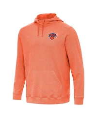 Antigua Men's Heather Orange New York Knicks Cloud Pullover Hoodie