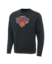 Antigua Men's Charcoal New York Knicks Victory Crewneck Pullover Sweatshirt