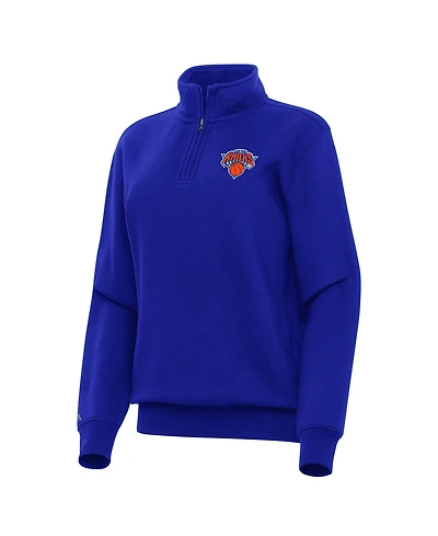 Antigua Women's Blue New York Knicks Victory Quarter-Zip Sweatshirt