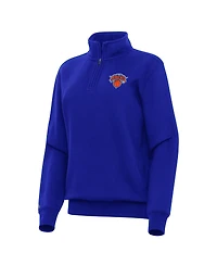 Antigua Women's Blue New York Knicks Victory Quarter-Zip Sweatshirt
