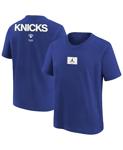 Jordan Big Boys and Girls Royal New York Knicks Courtside Statement 85 T-Shirt