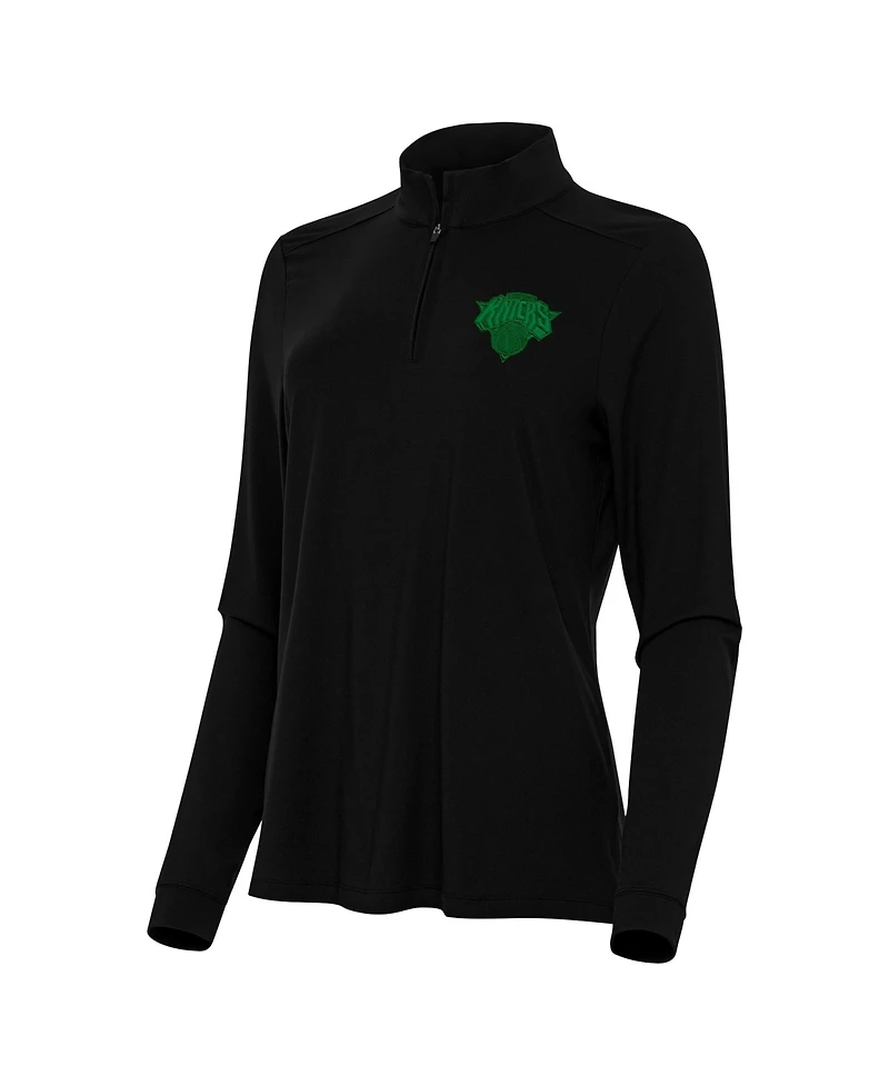 Antigua Women's New York Knicks St. Patrick's Day Intent Quarter-Zip Sweatshirt