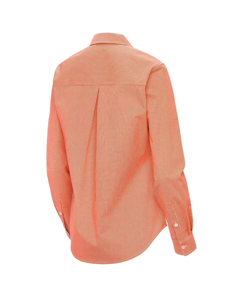 Antigua Women's Orange New York Knicks Porter Woven Long Sleeve Button-Up Shirt