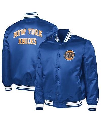 Starter Men's Blue New York Knicks Team Name Varsity Full-Snap Jacket