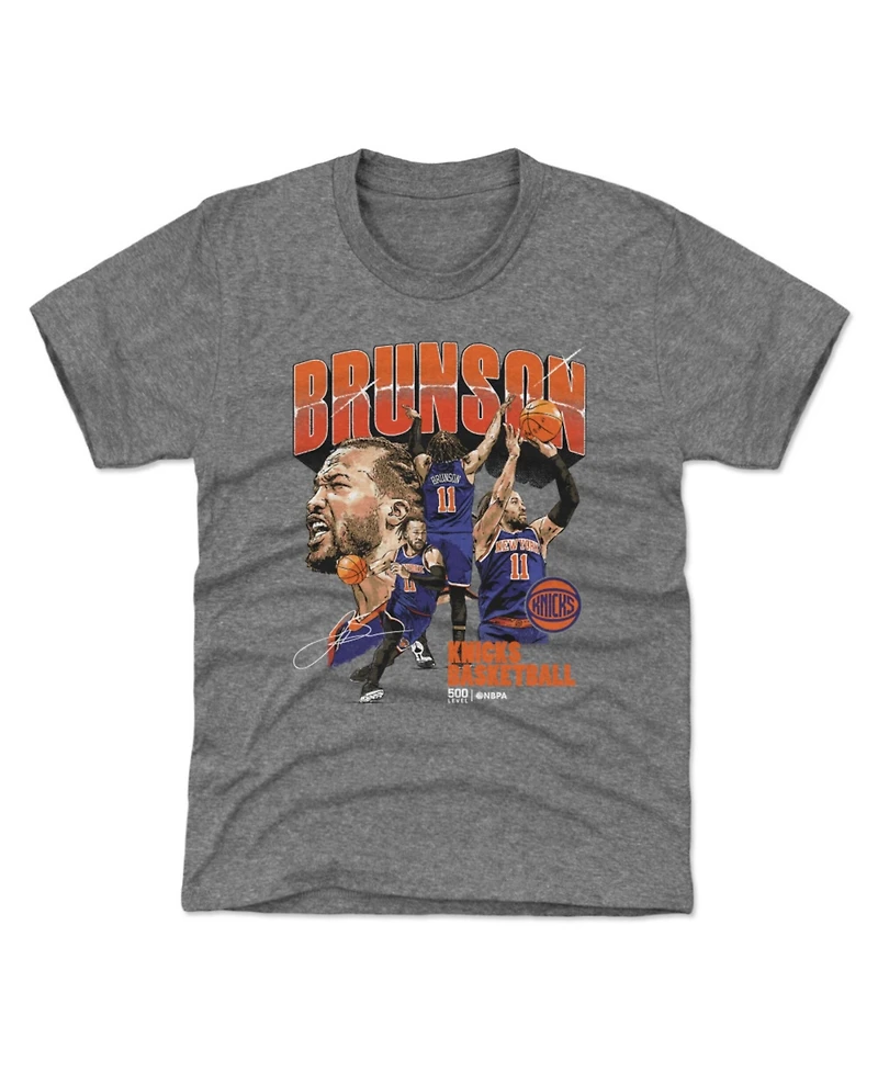 500 Level Big Boys and Girls Jalen Brunson Gray New York Knicks Collage T-Shirt