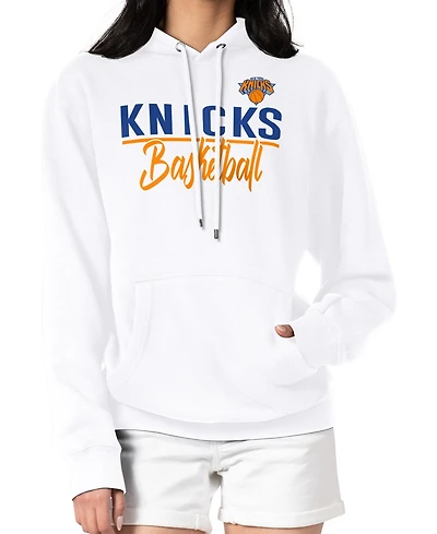 G-iii 4Her by Carl Banks Women's White New York Knicks Graphics Fleece Pullover Hoodie