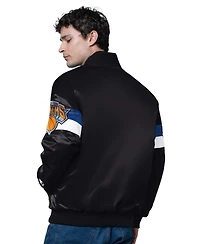 Starter Men's New York Knicks Triple Option Varsity Full-Snap Satin Jacket