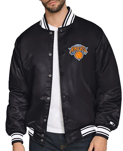 Starter Men's Black New York Knicks Triangle Full-Snap Varsity Jacket