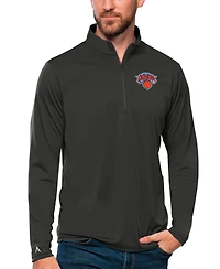 Antigua Men's Charcoal New York Knicks Tribute Quarter-Zip Pullover Sweatshirt