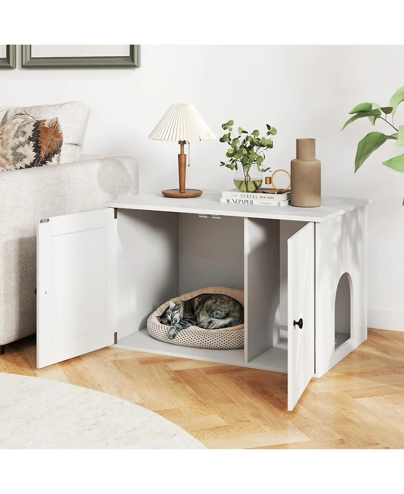 Cozito Hidden Cat Litter Box Enclosure Furniture with Divider