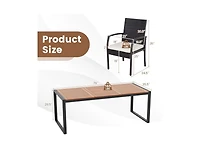 Mondawe 9 Piece Patio Rattan Dining Set with Acacia Wood Table and Cushioned Chairs