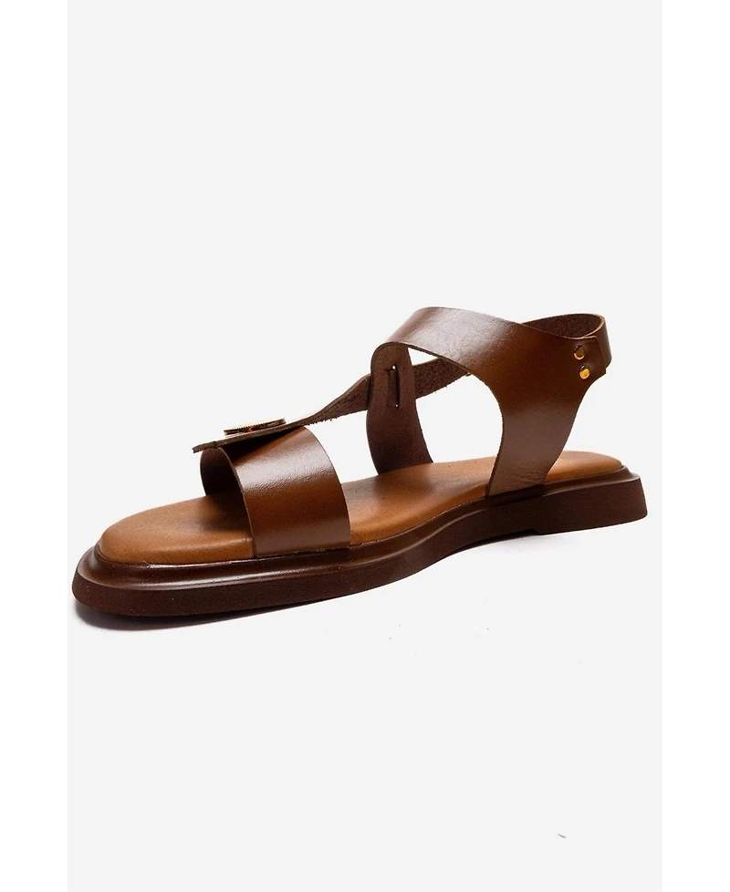 Forever & Always Shoes Women's Quella Leather Buckle Sandal