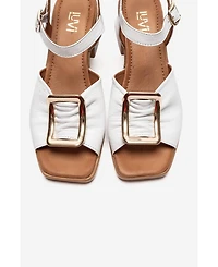 Forever & Always Shoes Women's Asha Leather Block Heel Sandal