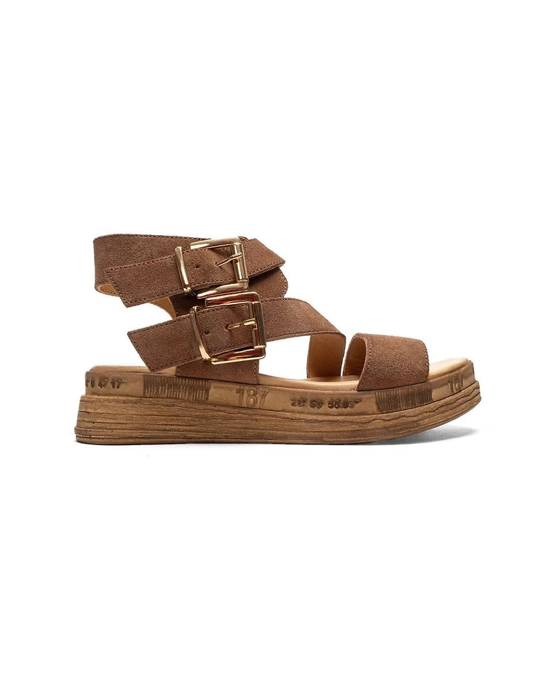 Forever & Always Shoes Women's Lorentis Leather Double Buckle Sandal