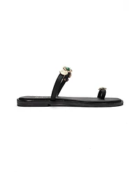 Forever & Always Shoes Women's Martinez Leather Thong Sandal