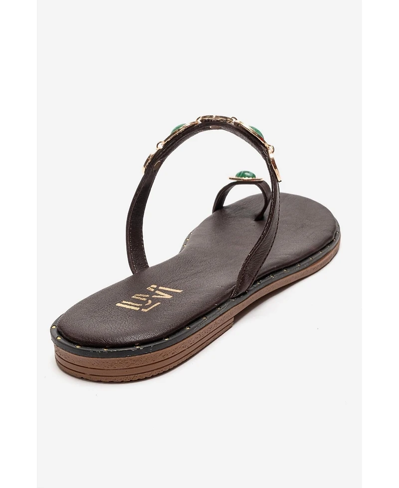 Forever & Always Shoes Women's Martinez Leather Thong Sandal