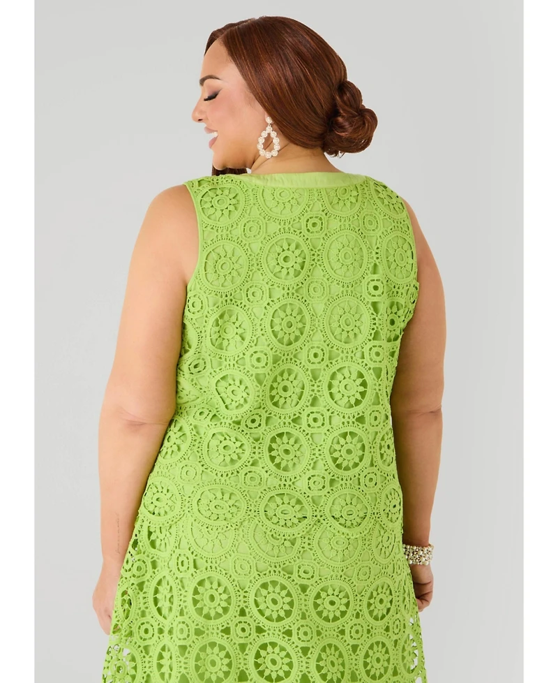 Ashley Stewart Women's Crochet Button Front Top