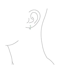Bling Jewelry Created Opal Inlay Iridescent Huggie Small Hoop Earrings .925 Sterling Silver