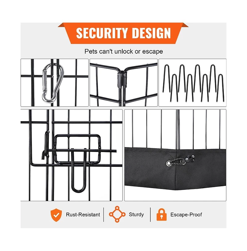 Ruie 8 Panel Foldable Metal Dog Playpen 24 in Tall with Oxford Bottom Mat