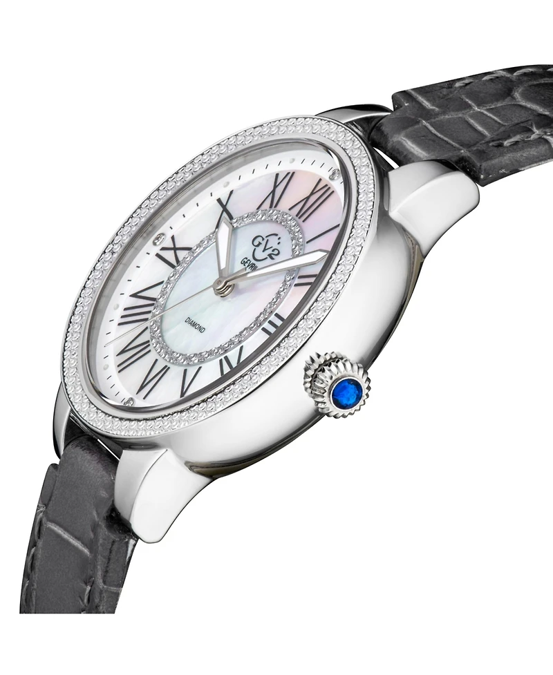 GV2 by Gevril Women's Astor Ii Swiss Quartz Diamond Hand made Italian leather Strap Watch