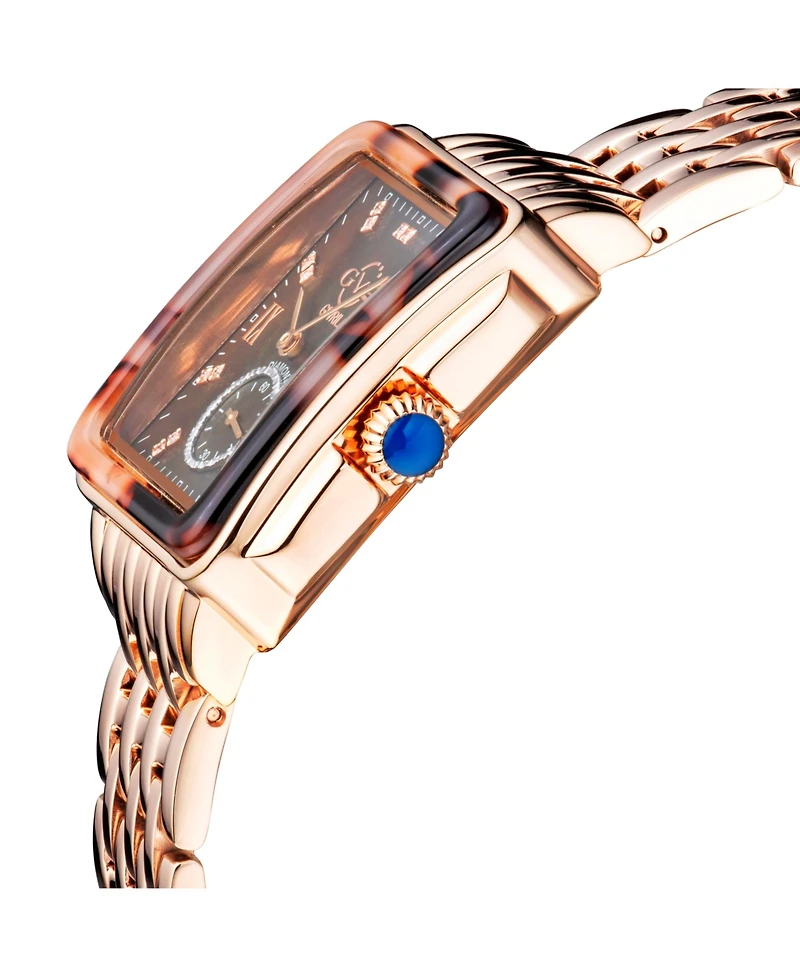 GV2 by Gevril Women's Bari Tortoise Swiss Quartz Diamond Ip Stainless Steel Bracelet Watch