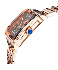 GV2 by Gevril Women's Bari Tortoise Swiss Quartz Diamond Ip Stainless Steel Bracelet Watch