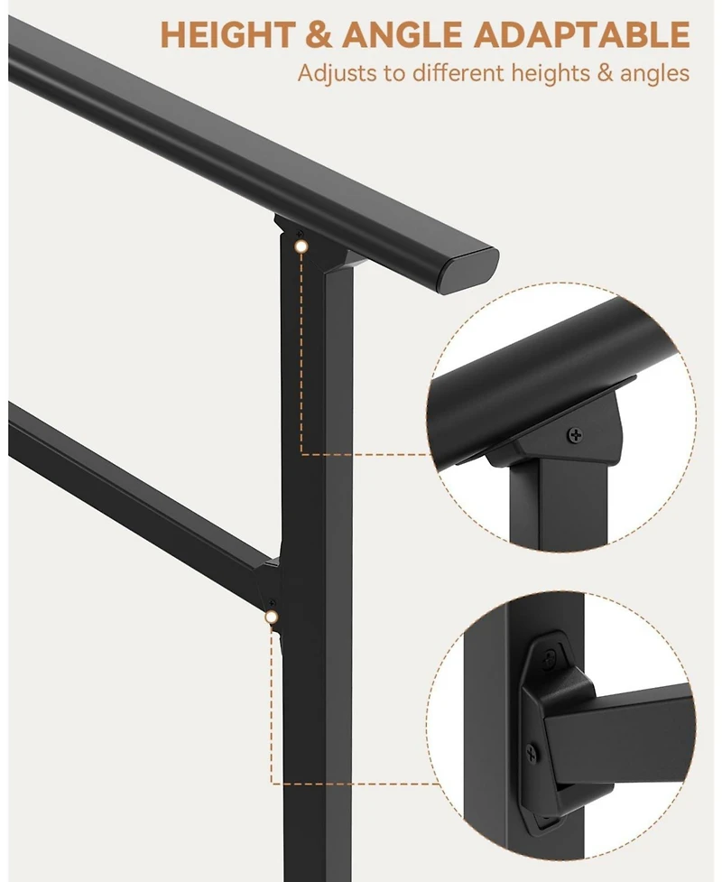 gaomon 2-Pack Adjustable Metal Hand Rails for Outdoor Steps 4-Step Stair Railing Kit Weatherproof and Comfortable Grip for Concrete