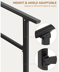 gaomon 2-Pack Adjustable Metal Hand Rails for Outdoor Steps 4-Step Stair Railing Kit Weatherproof and Comfortable Grip for Concrete